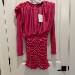 Endless Rose Fuchsia/Pink Off-Shoulder Ruched Mini Dress